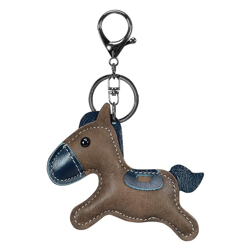 Trendy Genuine Cow Leather Pony Handbag Pendant Cute Versatile Horse Keychain Luggage Bag Hanging Accessories Diy Decor Gift