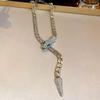 Ins Style Cuban Link Chain Light Luxury Short Full Snake-head Magnetic Clasp Unisex Necklace Collarbone Chain for Gift