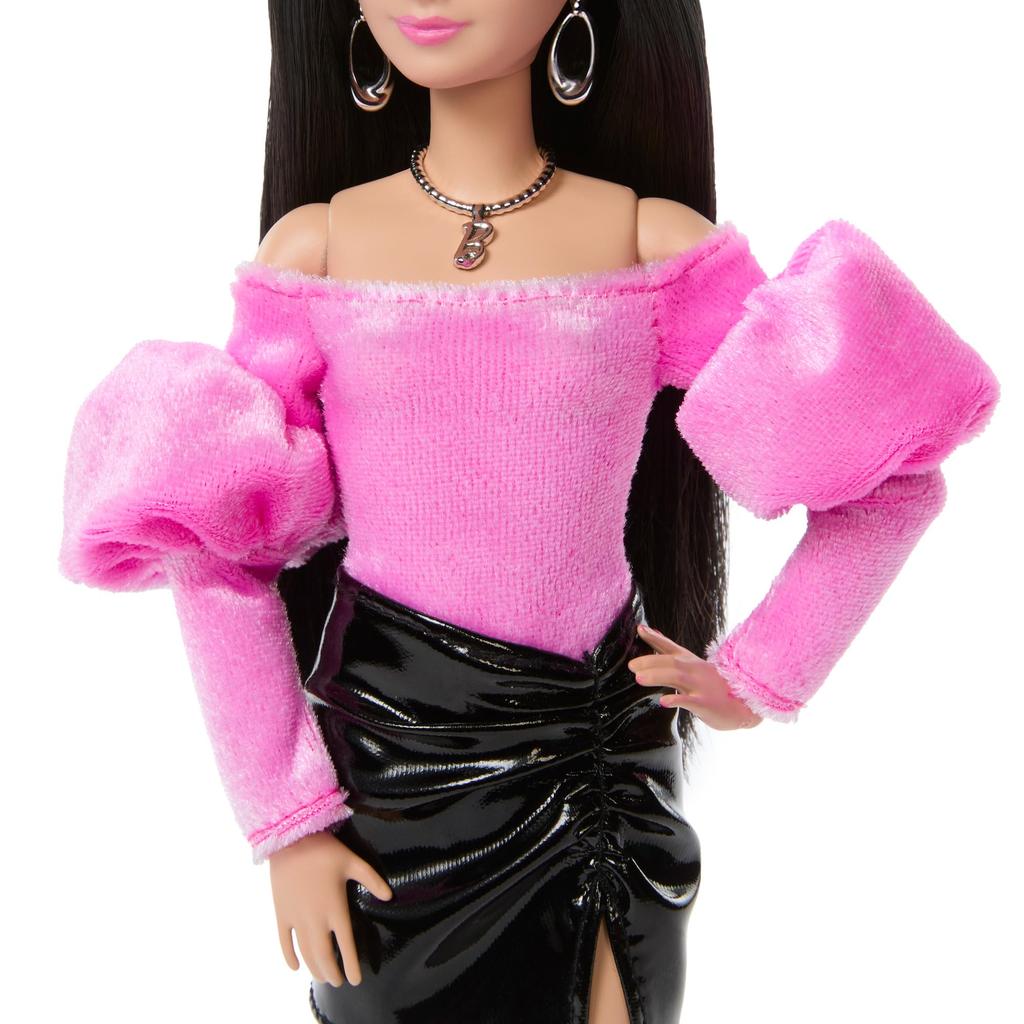 Barbie Deluxe Style Top Skirt Set for Barbie Ages JJN76 Off-Shoulder & Dolls, 4+, Pink,