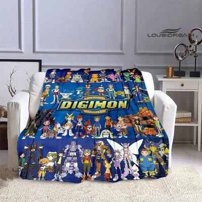 Одеяло с мультяшным принтом Digimon, теплое одеяло с фланцем, одеяло для пикника, домашнее дорожное одеяло, подкладка для кровати, подарок на день рождения