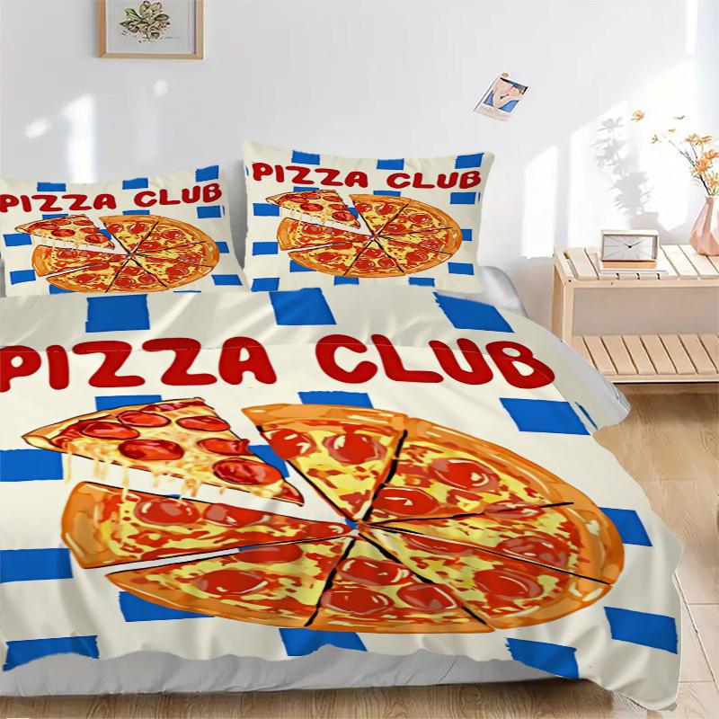 3pcs Pizza, Club Duvet Cover Set, Soft Comfortable Duvet Cover,Guest Room (1*Duvet Cover + 2*Pillowcase, Without Core) yy251104182