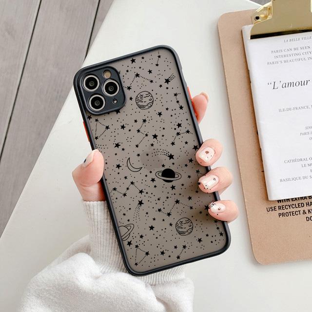 Starry Sky Matte Phone Case For IPhone 18 12 Pro Max 13 11 Pro Max 7 8 Plus XS Max XR 12 Mini X SE2020 Art Planet Transparent Cover