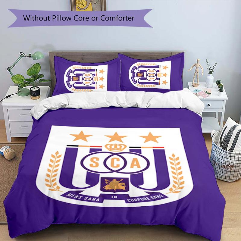 3pcs Anderlecht Design Cover Set - HD Printed Bedding with 1 Cover and 2 Pillowcases - Perfect for Home and Dorm Decor