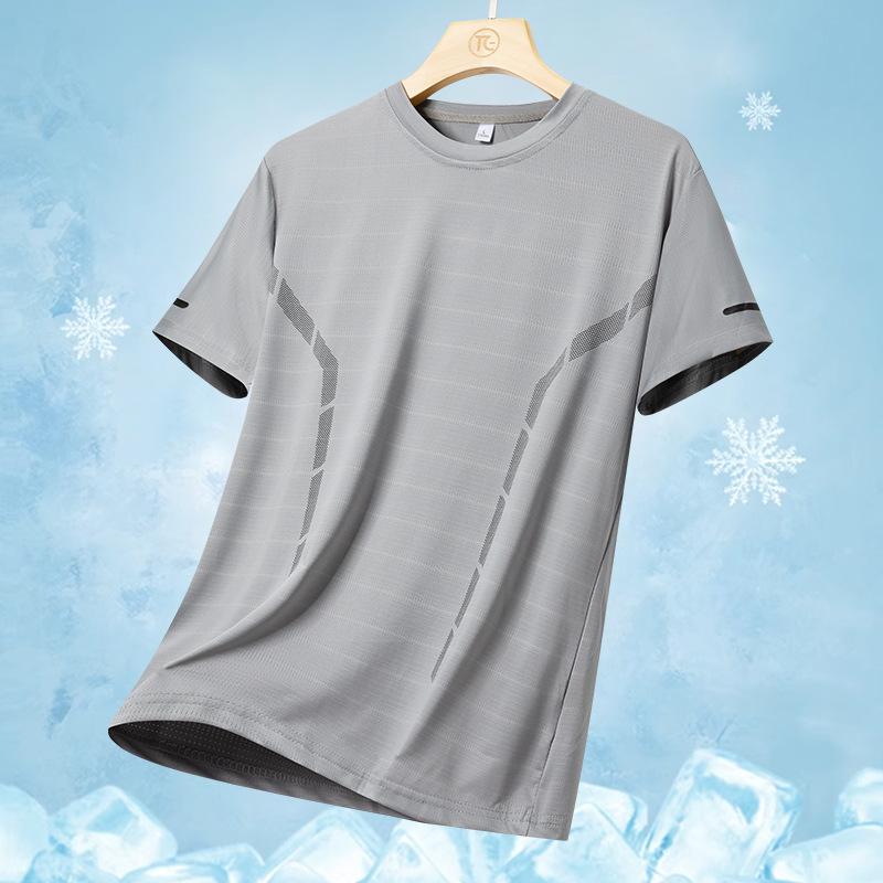 Футболка с коротким рукавом Summer Ice Silk для мужчин, летняя сетчатая футболка для спорта, быстросохнущая одежда Ice Silk