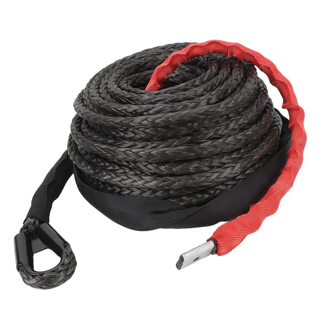 Synthetic Winch Rope with Protective Sleeve High Toughness 7.5T Strength 9.5mm X 25m for 4WD Off Road Vehicle ATV UTV