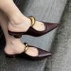 Thin Heels Pointed Toe Med Female Shoes Ladies' Slippers Low Shallow Mules for WomenLuxury Slides New Designer Fashion