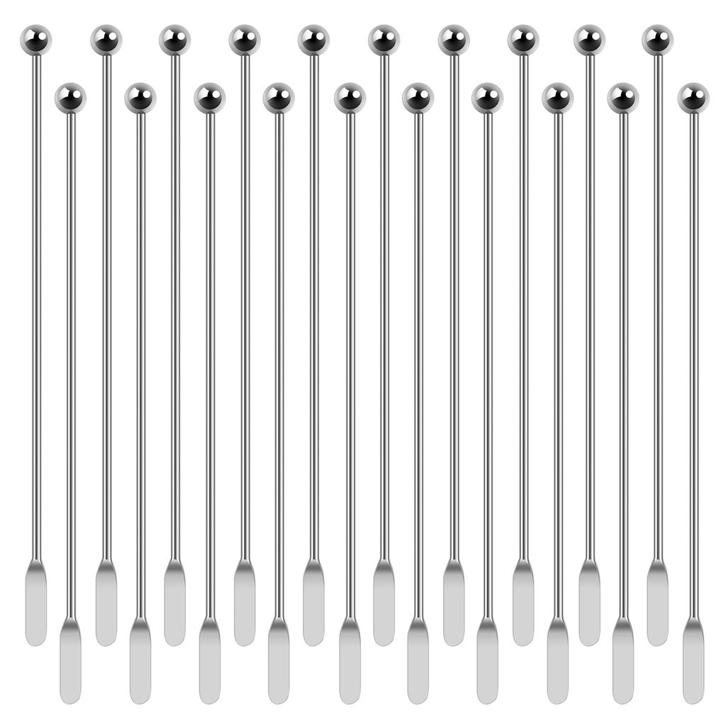 20Pcs Stainless Steel Coffee Stir Sticks Reusable Stainless Steel Cocktail Sticks Practical Stainless Steel Beverage Stirrers