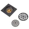 Floor Drain European Style Antique Stainless Steel and Copper Square Shower Grate for Balcony Kitchen Black