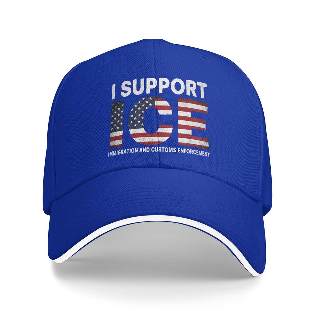 I support ICE Immigration and Customs Enforcement Sun Baseball Cap Summer Male Design Hip Hop Hats Retro Camping Baseball Caps