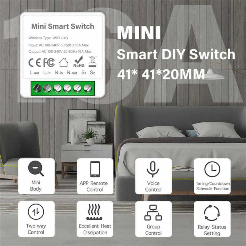 Tuya 16A Mini Smart SwitchWifi/Zigbee 1/2/3/4 Gang Support 2-way Control For Smart Life Alexa Google Home Yandex Alice Switches