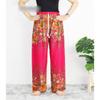 Hippie-Chic Pink Lounge Pants With Elephant Print - One Size With Drawstring