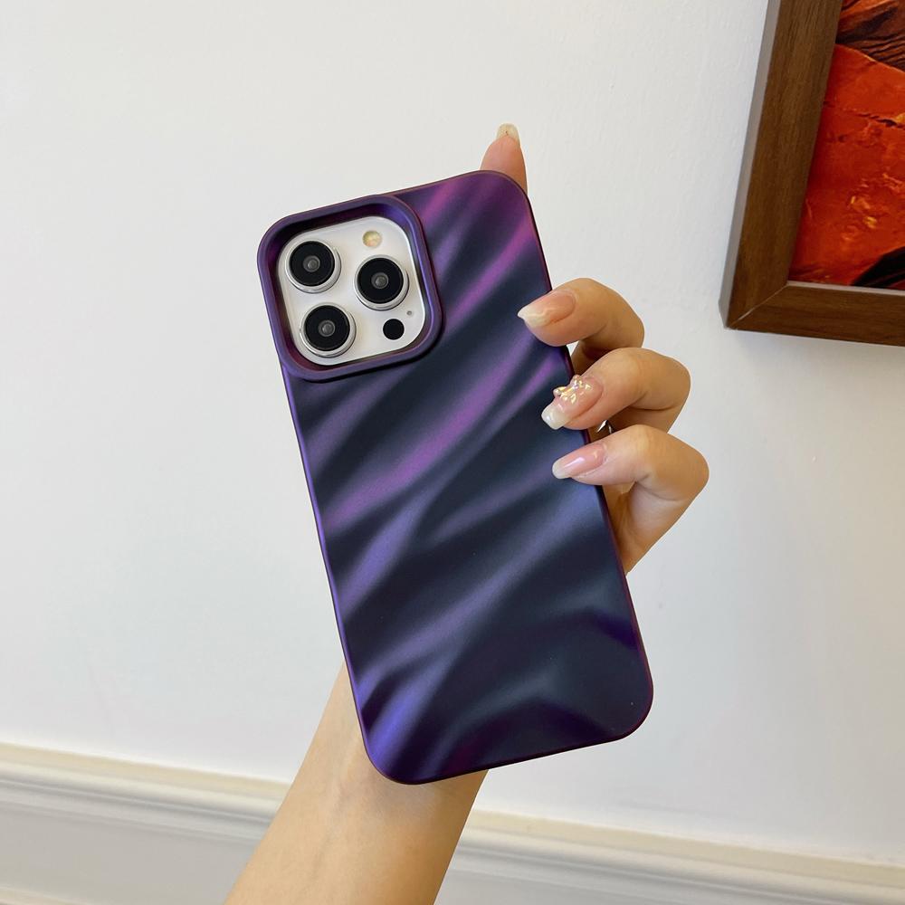 Роскошный чехол для телефона с 3D шелковым волнистым узором для iPhone 14 13 12 11 Pro Max X XR XS Max 7 8 14 Plus, однотонный глянцевый чехол-бампер