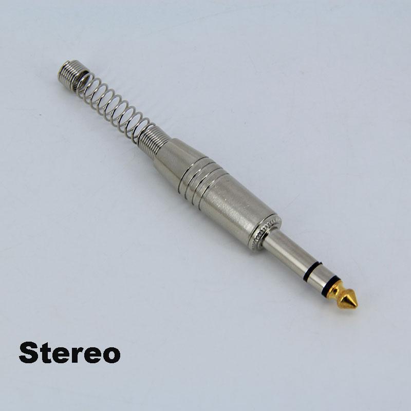 2pole 3pole 6.35mm 6.5mm Audio Male Female Mono Stereo Solder Connector Plug Socket Gold Plated Metal Amplifier Mic Converter