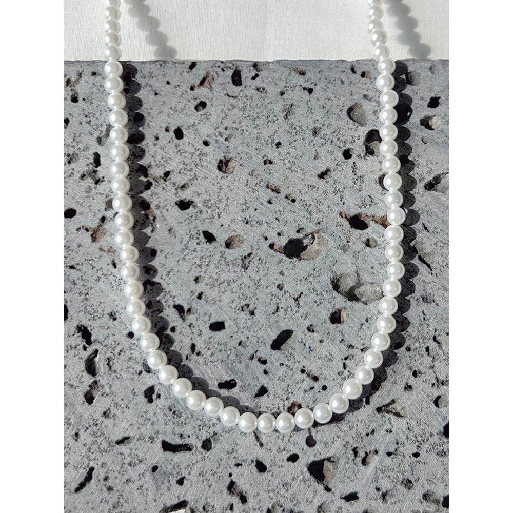 Glanz Pearl Necklace 4mm Pearl Silver Necklace (Silver925)