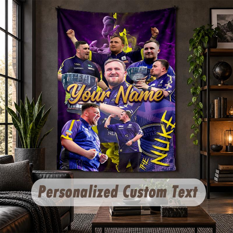 Personalized Wall Tapestry,Luke Littler Custom Text, Soft Fabric Wall Art For Indoor Decoration