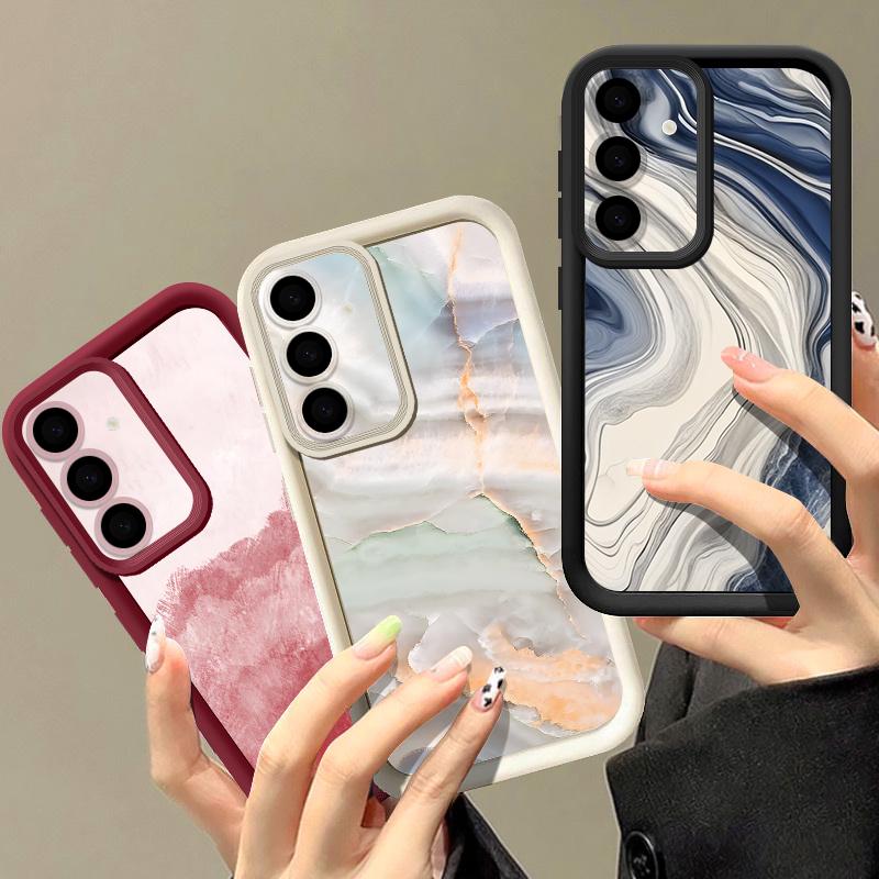 Акварельный мраморный чехол для Samsung S26 S25 Ultra S24 S23 S22 S21 FE A18 A54 A55 A16 A26 A36 A56 A17 A27 A37 A57 5G Ударопрочный бампер
