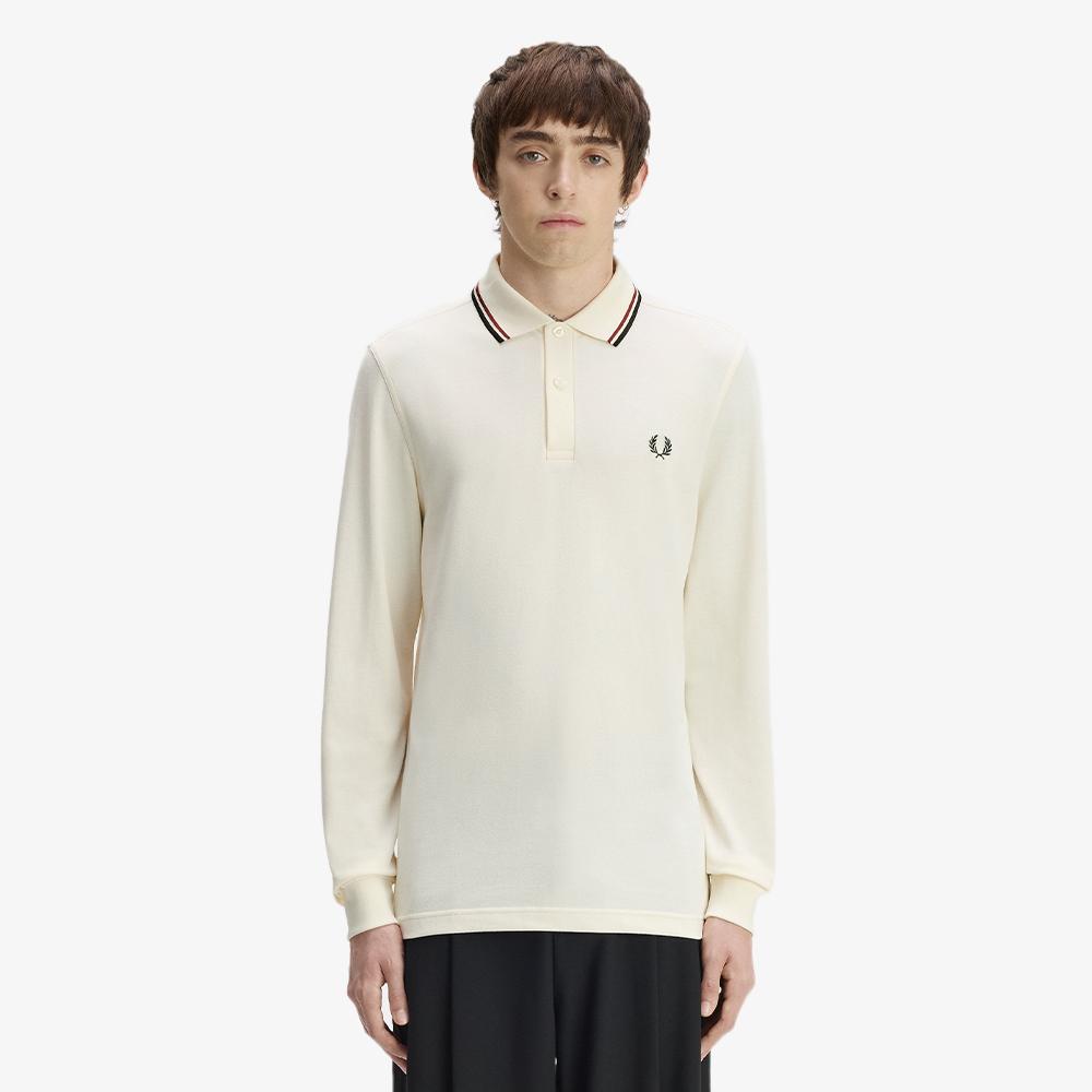 Fred Perry [M3636] Рубашка Fred Perry с длинным рукавом, двойная полоска - Кремовый/Коньячный/Ночной зеленый Afpm2G33636-69C