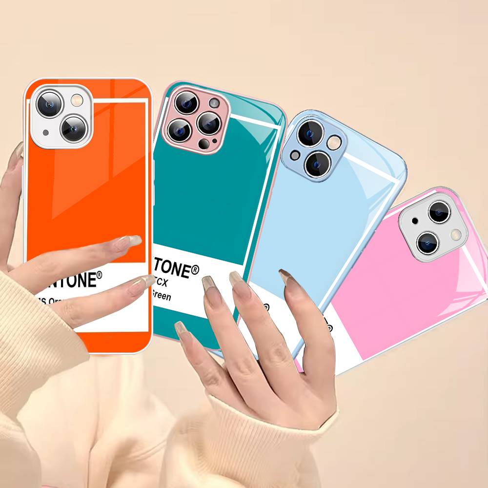Закаленное стекло Pantone Candy Color для iPhone 14 13 12 11 Pro Mini XS MAX 14Plus X XS XR Fundas