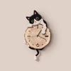 Silent Feature Cat Wall Clock Cute Cat Hanging Clock Creative Wall Mounted Clock  Dormitory