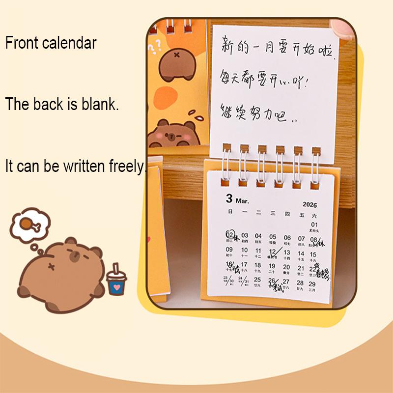 2026 Capybara Mini Calendario Tavolo Cute Office Standing Flip Calendar June 2025 - December 2026 Decorativo Studente