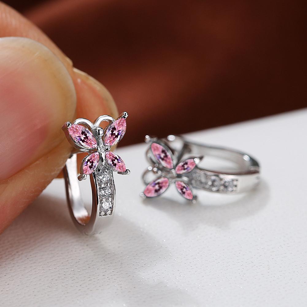 1 пара милых серег-капель серебряного цвета в форме бабочки, серьги-подвески огранки «маркиз», синие, белые, красные, зеленые, с камнями, висячие серьги, ювелирные изделия для свадебной вечеринки