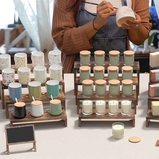 Набор из 4 шт./компл. Деревянная многоярусная подставка-витрина 4-ярусная подставка-органайзер для парфюмерии в деревенском стиле, подставка-полка для десертов, специй, фигурок