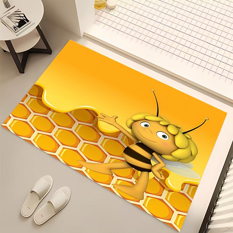 1pc Maya the Bee Print Area Rug - Soft, Washable Non-Slip Indoor Mat, Living Room, Home Office Decorative Rug,Office Decorative