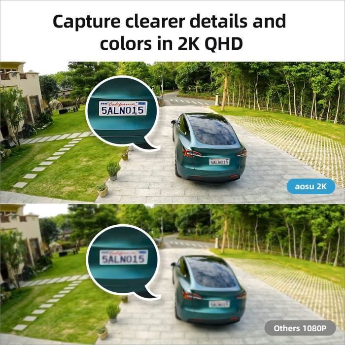 Caméra De Surveillance - AOSU - WirelessCam Pro - 2K - Vision Nocturne - Alimentation Solaire