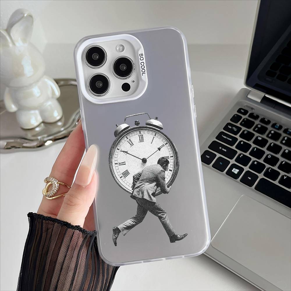 Чехол для телефона 'Pressure people' для iPhone 16 15 14 13 12 17 Pro Max Plus, разноцветный, матовый, с серебряным покрытием, защитный
