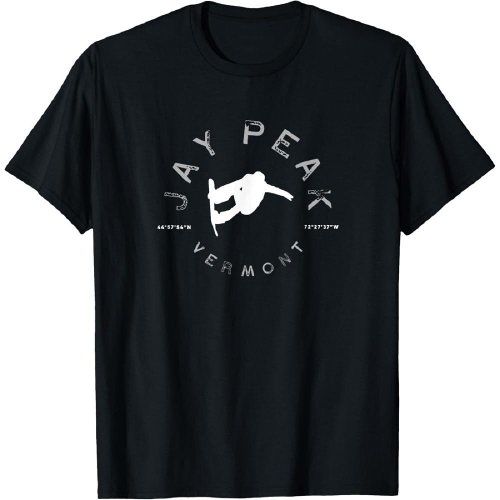 Jay Peak Vermont Графическая Винтажная Футболка для Сноубординга
