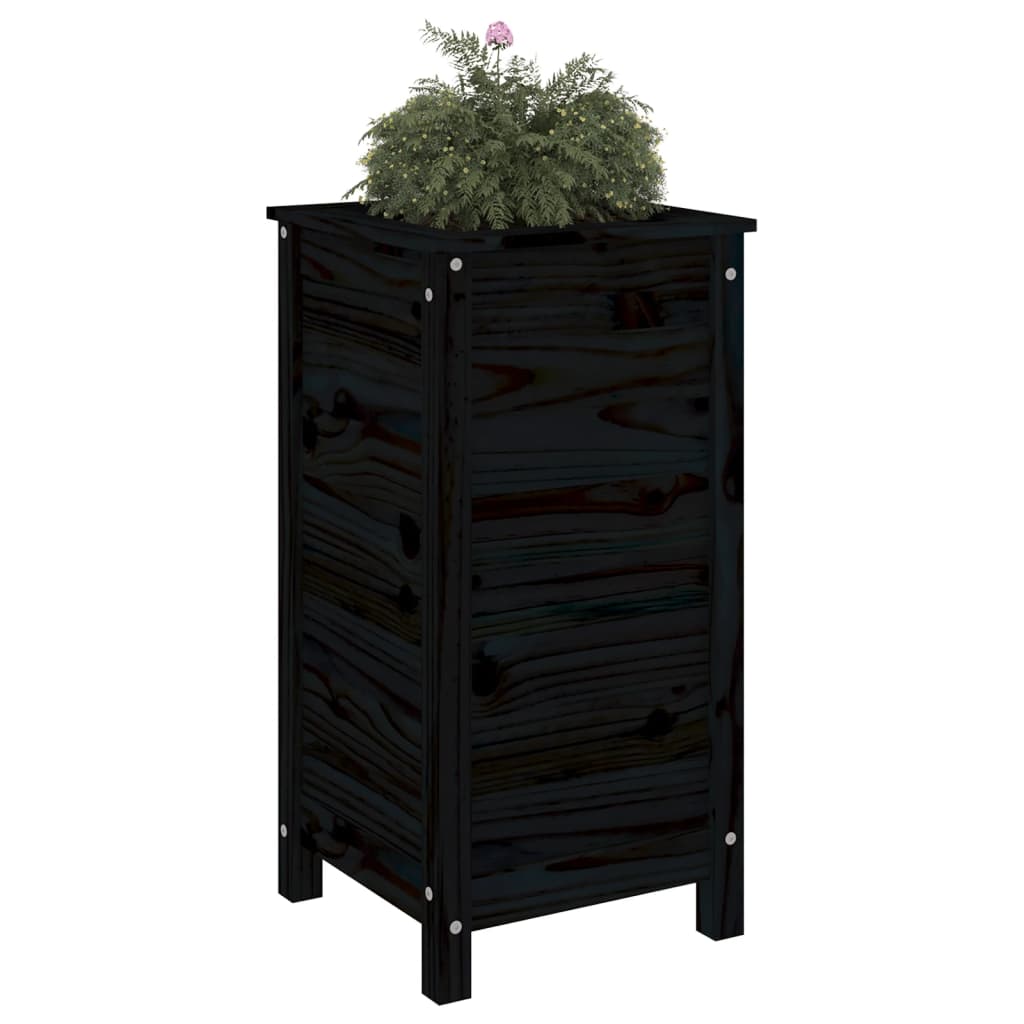 Plant Pot Black 40x40x78 cm Solid Pine Wood