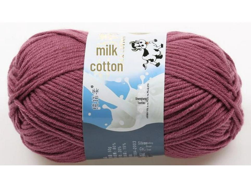 Комплект из 5 нитей детской шерстяной шапки и шарфа из молочной хлопковой пряжи средней толщины, ручная работа