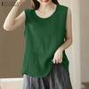 Женские летние топы без рукавов с круглым вырезом, свободного кроя, в повседневном стиле
