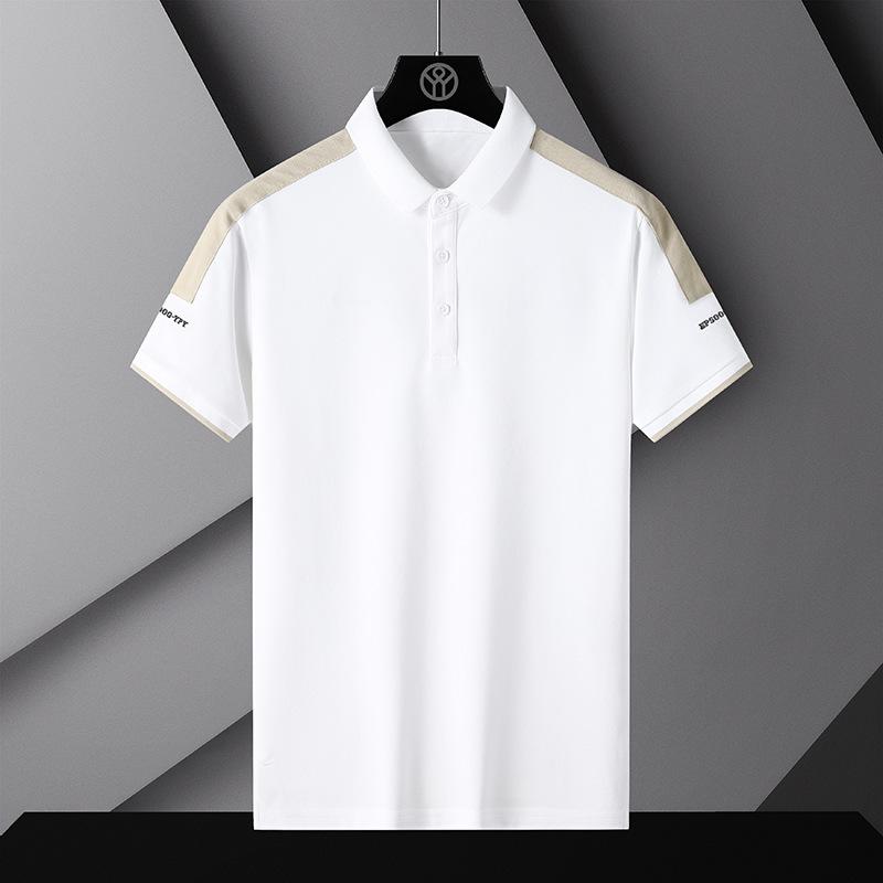Men's Summer Polo Shirt T-Shirt Comfortable Breathable Splicing Tee Solid Color Loose Casual Lapel Short-Sleeve Shirt