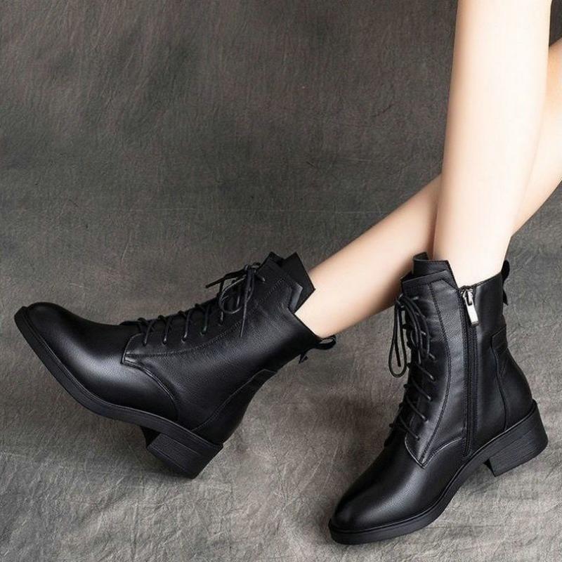 Winter Women's Boots Thick Sole Anti Slip Ankle Boots Anti Cold Lace Up Zipper Comfort Wear-resisting Boots Botas Mujer