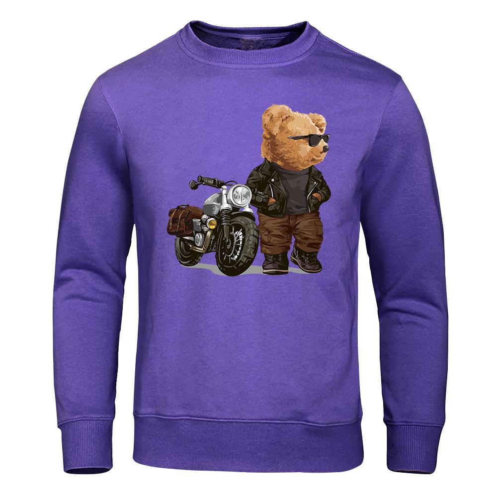 Мотоциклетный медведь Тед в солнцезащитных очках с капюшоном Мужская мода Спортивный свитер Уличная одежда Пуловер Мягкие толстовки с капюшоном