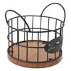 Coffee Pod Basket Round Iron Wire Storage Basket Large Capacity Coffee Capsule Holder with Wooden Ba