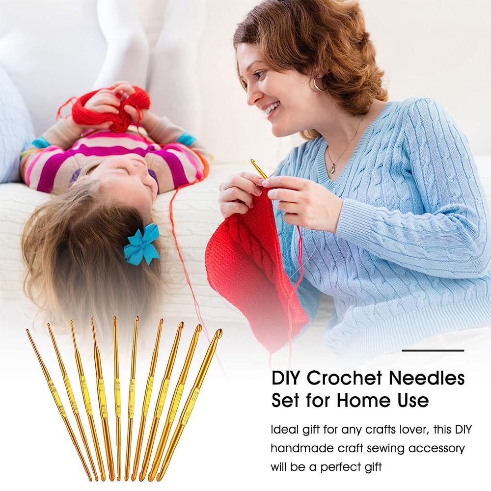Aluminum Crochet Needles Gold Knitting Needles New Double End Crochet Hooks  DIY Sewing Accessories