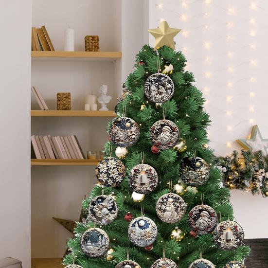 Рождественские деревянные украшения круглые винтажные сцена Рождества Санта снеговик подвесные