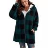 Women's Oversized Zip-Up Sherpa Jacket with Pockets, Plaid Fleece Hoodie Winter Teddy Coat, Cozy and Stylish Outerwear for Cold Weather