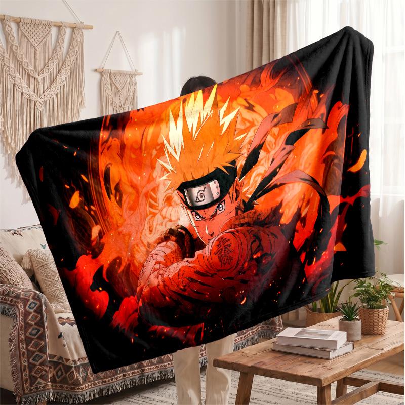 Naruto Uzumaki Printed Flannel Blanket, Skin Friendly Warm Throw for Indoor Couch Bed Daily Use