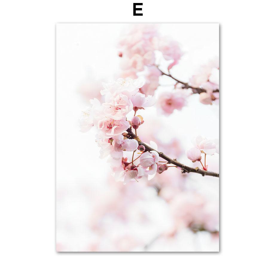 Розовые вишни в цвету Поезд Башня Париж Велосипед Скандинавские постеры и принты Картина на холсте Настенные художественные картины Гостиная Домашний декор