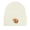 Curl Up Fox Winter Knitted Cap Beanie, Animal Man Cap Thermal Lightweight Stylish Gorro Knit Hat Beanie