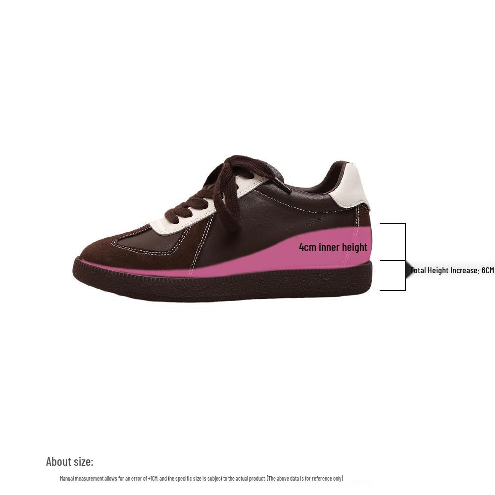 Women's Retro Colorblock Leather German Trainer Sneakers - 2025 Autumn Edition, Thick Sole, Casual Skate Style