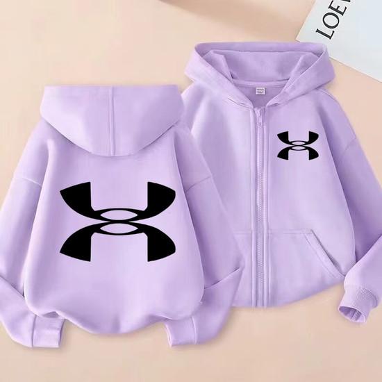 Kids Cardigan Autumn Winter Hoodie Zipper Style Sweatshirt 3-12Yrs Boys Girl Letter Sports Top Casual Fashion Loose Coat Clothes