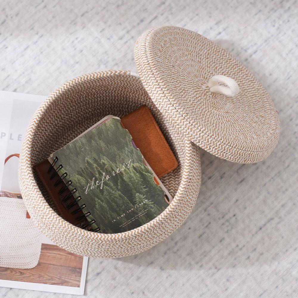 С крышкой корзина для хранения круглая корзина для организации корзина с крышкой контейнер для хранения дом