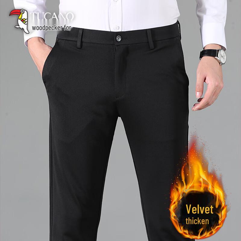 TUCANO Men's Warm Straight Fit Business Casual Pants