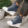 Women Sneakers New Thick Soled Casual Ankle Boots Comfortable Versatile Canvas Shoes for Ladies Height Increase Shoes Women