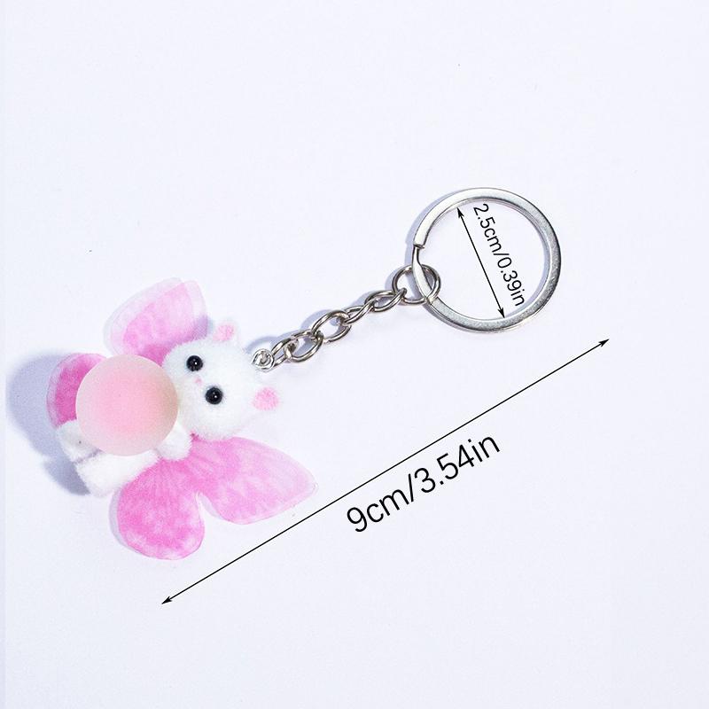 Брелок для ключей с изображением котика, милые розовые крылья бабочки, подвеска в виде кошки для женщин, рюкзаки, автомобильные подвески, аксессуары для брелоков в виде животных