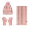 Knitted Hat, Women's Autumn and Winter Thickened Double-layer Plush Warm Wool Knitted Hat, Scarf and Gloves Three-piece Set
